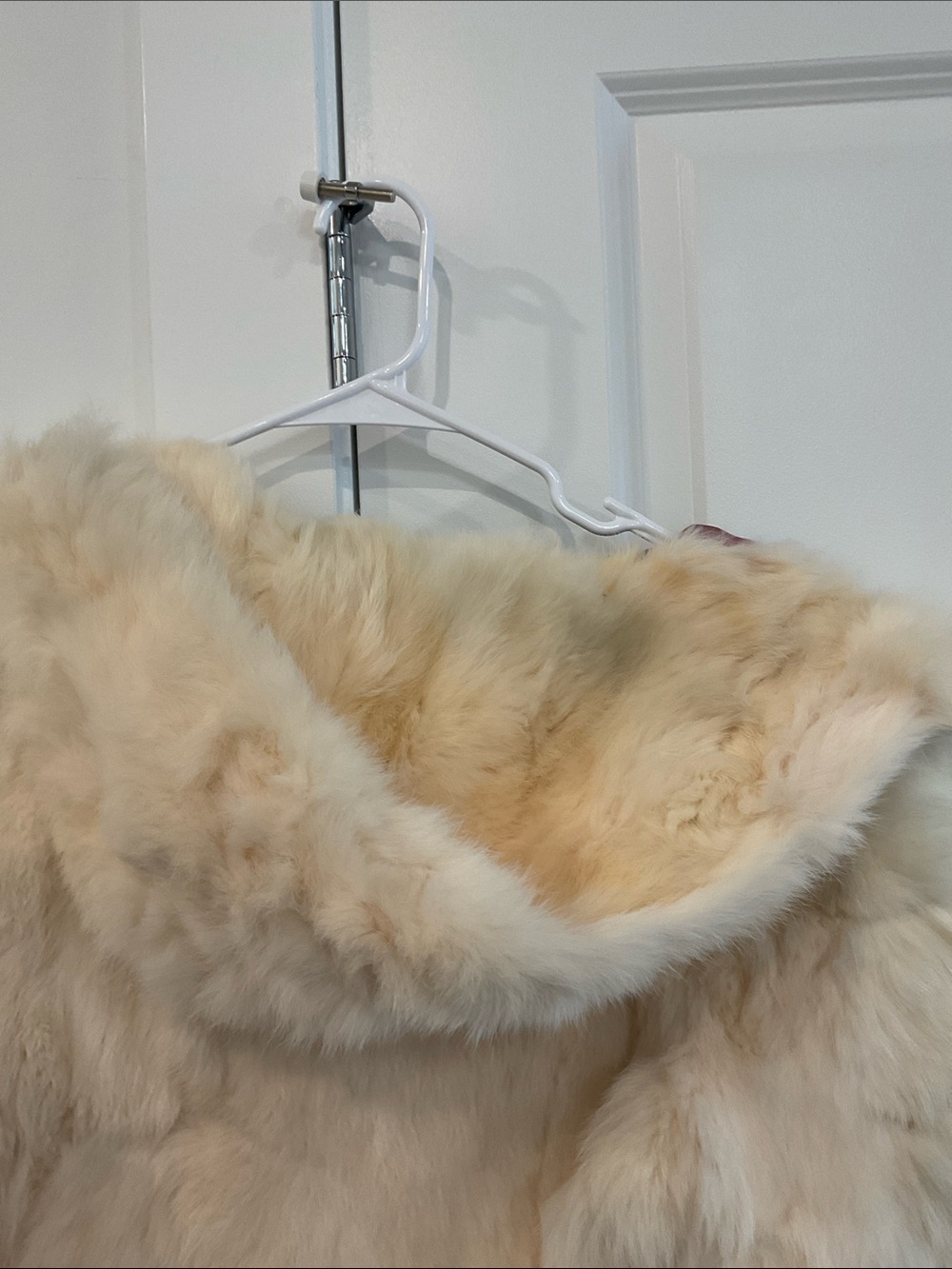 NWT Luxury Real Rabbit Fur Cream Vintage Coat - Stylish Warm Jacket - Picture 10 of 16
